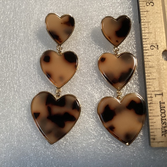 Baublebar 3 Tier Tortoise Shell Heart Dangle Earrings - Picture 6 of 7